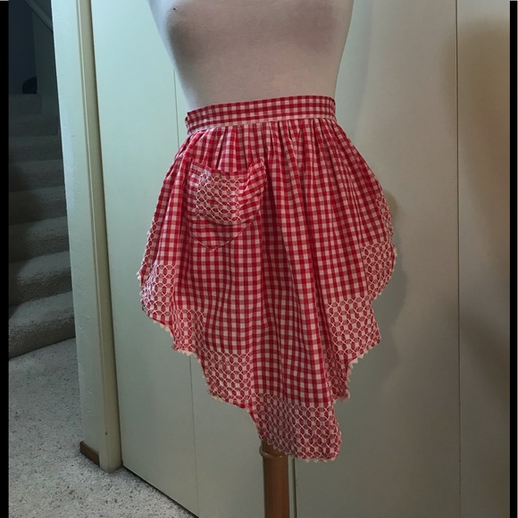 Vintage Other - Vintage Red, Hand-Stitched Gingham Apron
